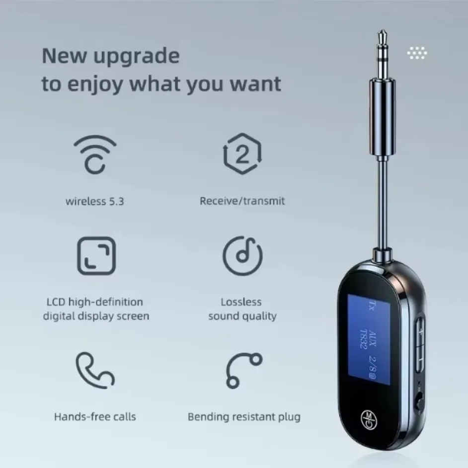 Aliexpress 2 in 1 Bluetooth 5.3 Transmitter Receiver Wireless Audio Adapter with LCD Display 3.5mm AUX Type-C for TV Car Airplane Speaker - Aliexpress Deal