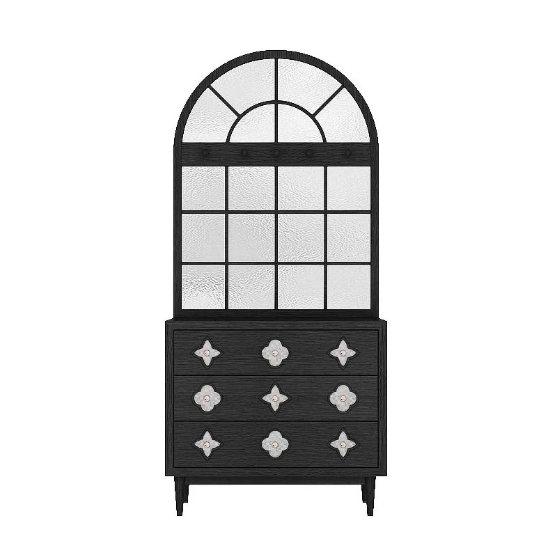 

Graphic glass four-leaf clover screen partition cabinet entry living room porch cabinet French household shelter