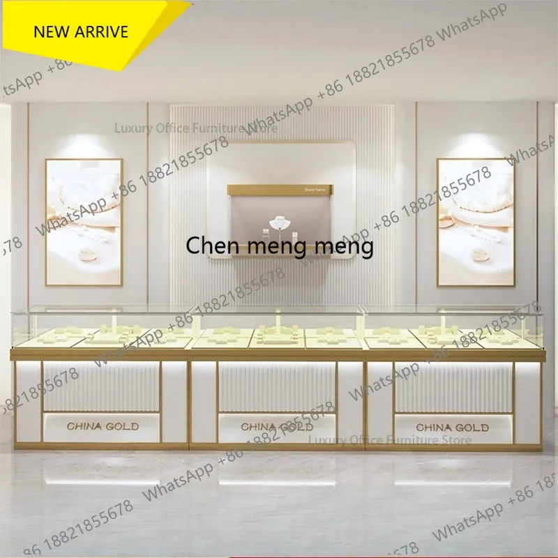

G153 Nordic Luxury Gold Jewelry Display Cabinet Customizable Watch Ornament Glass Showcase Commercial Furniture