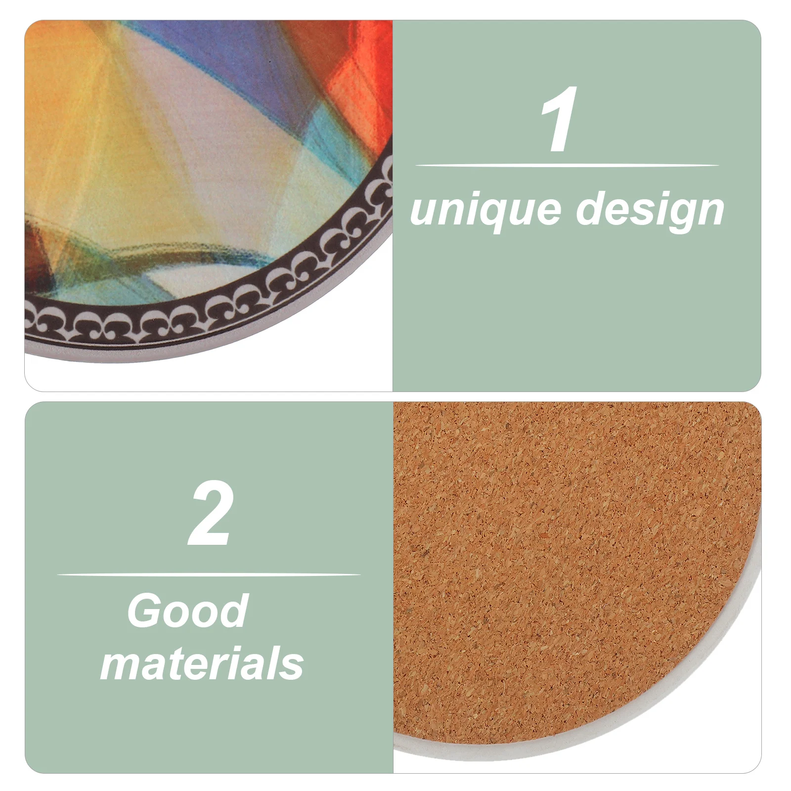 

Heat-Resistant Ceramic Coaster Bohemian Moroccan Pattern Cork Base Cup Mat Desktop Decorative Drink Coaster Coasters for Drinks