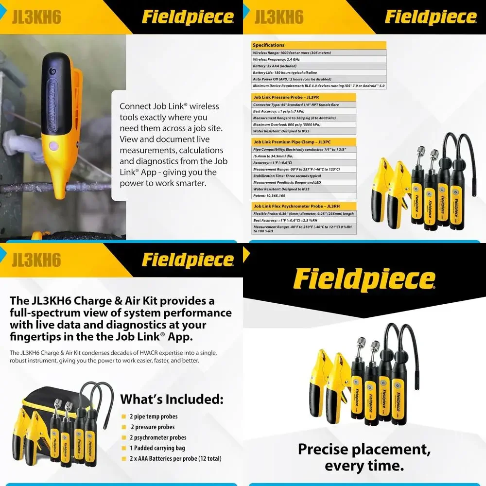 

Wireless Probe Kit for HVACR with Rail Technology and Padded Case for Precise Temperature Measurement
