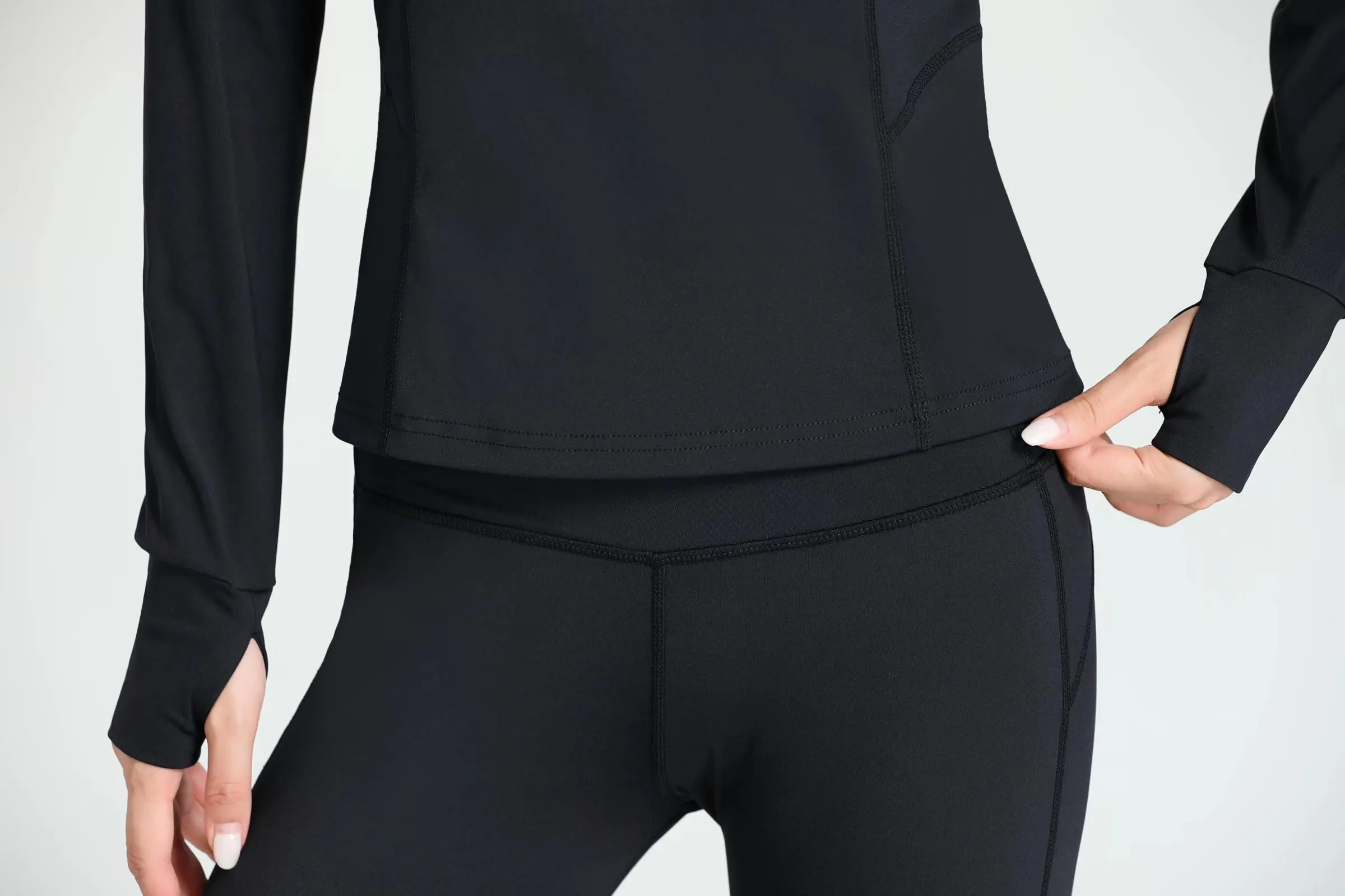 Fitness yoga tight waist stand collar custom women's long-sleeved sports training self-cultivation quick-drying