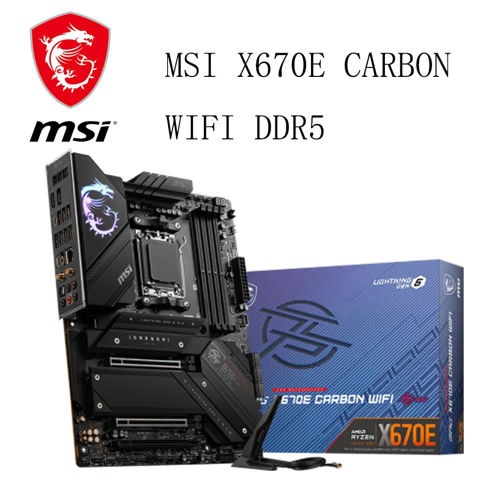 MSI Mainboard MPG X670E CARBON WIFI DDR5 Dark Computer Motherboard Support CPU 7950X3D/7900X3D/7800X3D (AMD X670E/AM5 Interface)