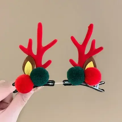 Christmas Hair Clips Girls Elk Ear Hairpins Santa Snowman Barrette For Kids Hair Accessorie Cosplay Headwear Xmas New Year Party