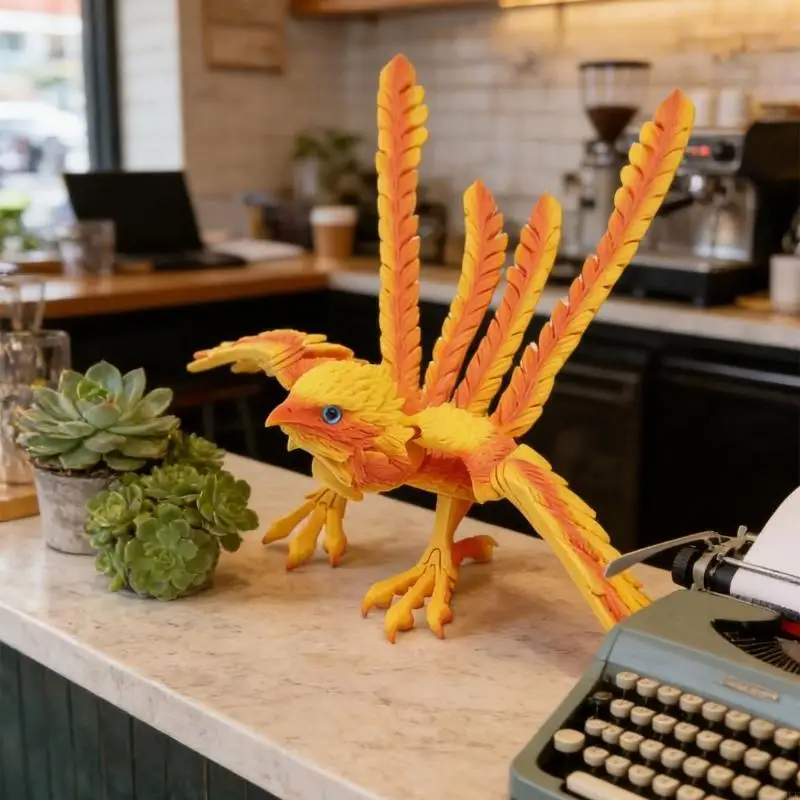 Unique Adjustable Wing Phoenixes Sculpture 3D Printed Ornament Office Decoration 55KF