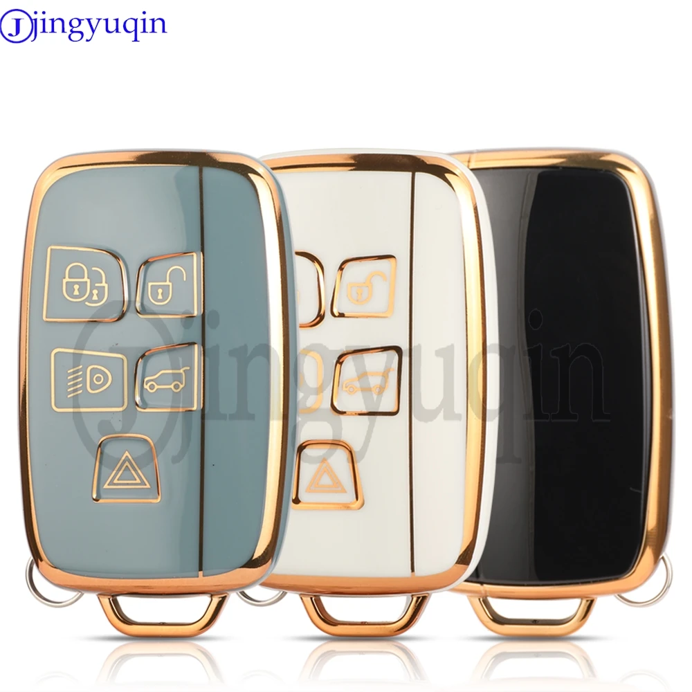 

Чехол jingyuqin для автомобильного ключа, ТПУ чехол для Land Rover Range Evoque Freelander Velar Discovery 4 Jaguar XE XJ XF Guitar, 5 кнопок