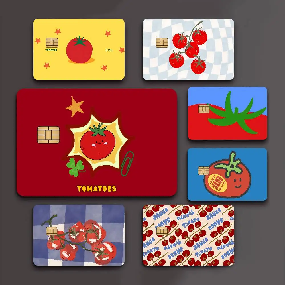 Cartoon tomato pattern 100% Hot Sale Amine Credit Debit Bank Card Bus Card Film Skin Sticker