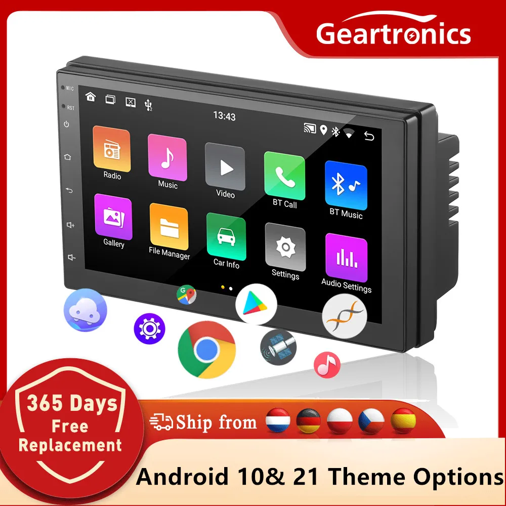 17 Theme 2din Car Radio Android10 multimedia player Quad Core 2.5D 7'' IPS screen GPS WIFI Bluetooth FM auto player stereo