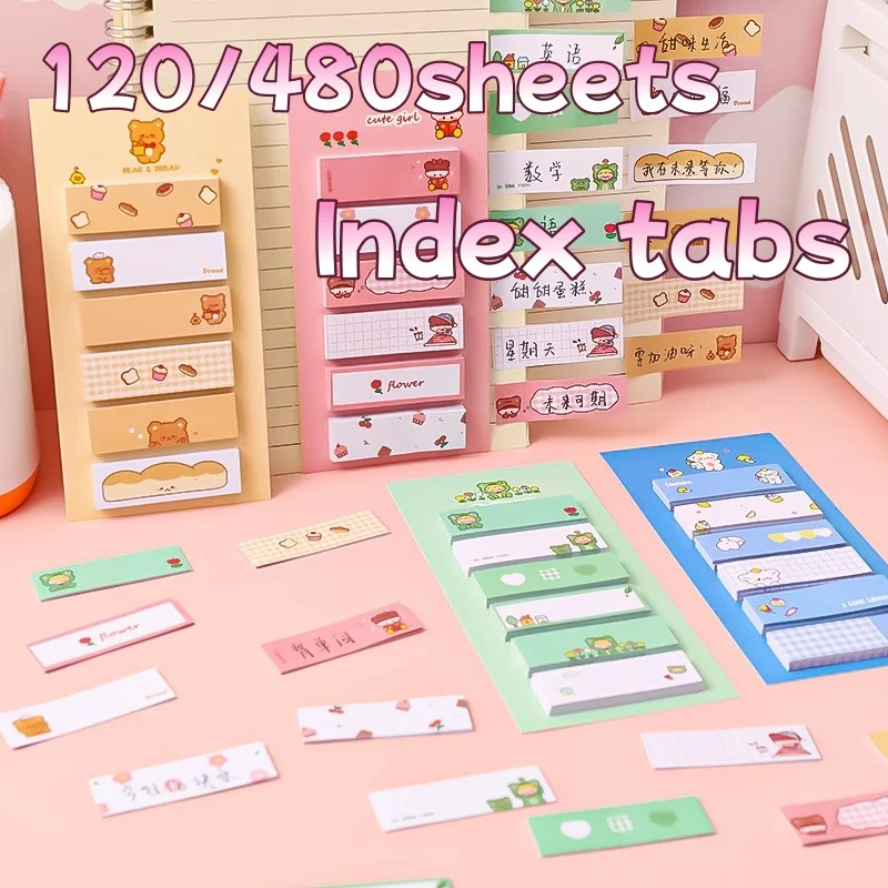 

120/480 Sheets Index Sticker Student Label Office Memo Pad N Times Stationery Tabs Self-adhesive Sticky Notes Cartoon Cute Pet