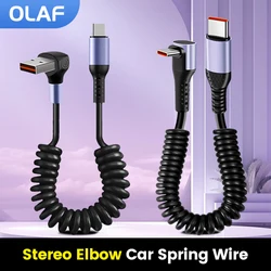 Cable de resorte corto de carga rápida para coche, Cable tipo C a tipo C de 20CM a 1M, 66W, para iPhone 15, Huawei, Xiaomi, Samsung