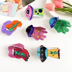 New Creative Cartoon Alien Spaceship Hair Claw Acrylic Crab Hair Clip Shark Clip for Woman Personality Hairpin Hair Accessory