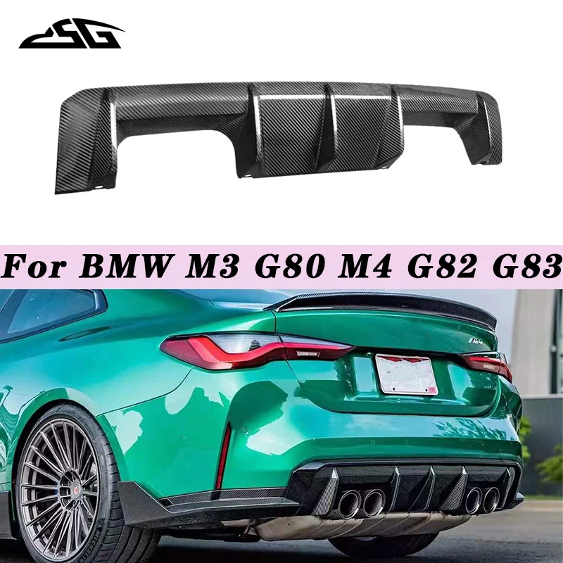 For BMW G80 M3 G82 G83 M4 Carbon Fiber Rear Bumper Lip Diffuser Splitter Spoiler Exhaust Out Guard Body Kit Car Accessories