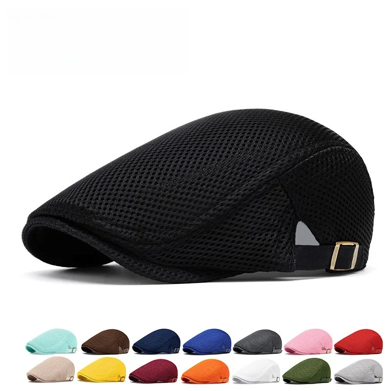 Sombrero de cubo de malla perforada, boina transpirable, sombrero para el sol de moda de estilo coreano para mujer, sombrero frontal de color sólido