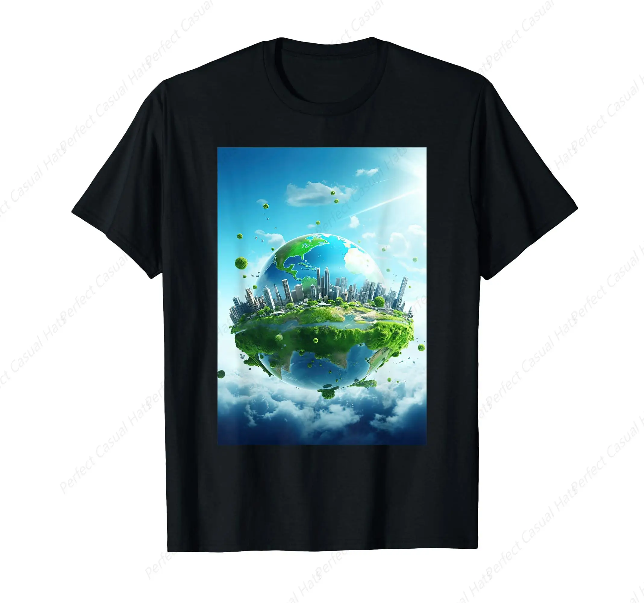 Frutiger Metro Earth Background Nature T-Shirt Men Woman T-Shirt Casual O-Neck Printed  High Quality Tees Top