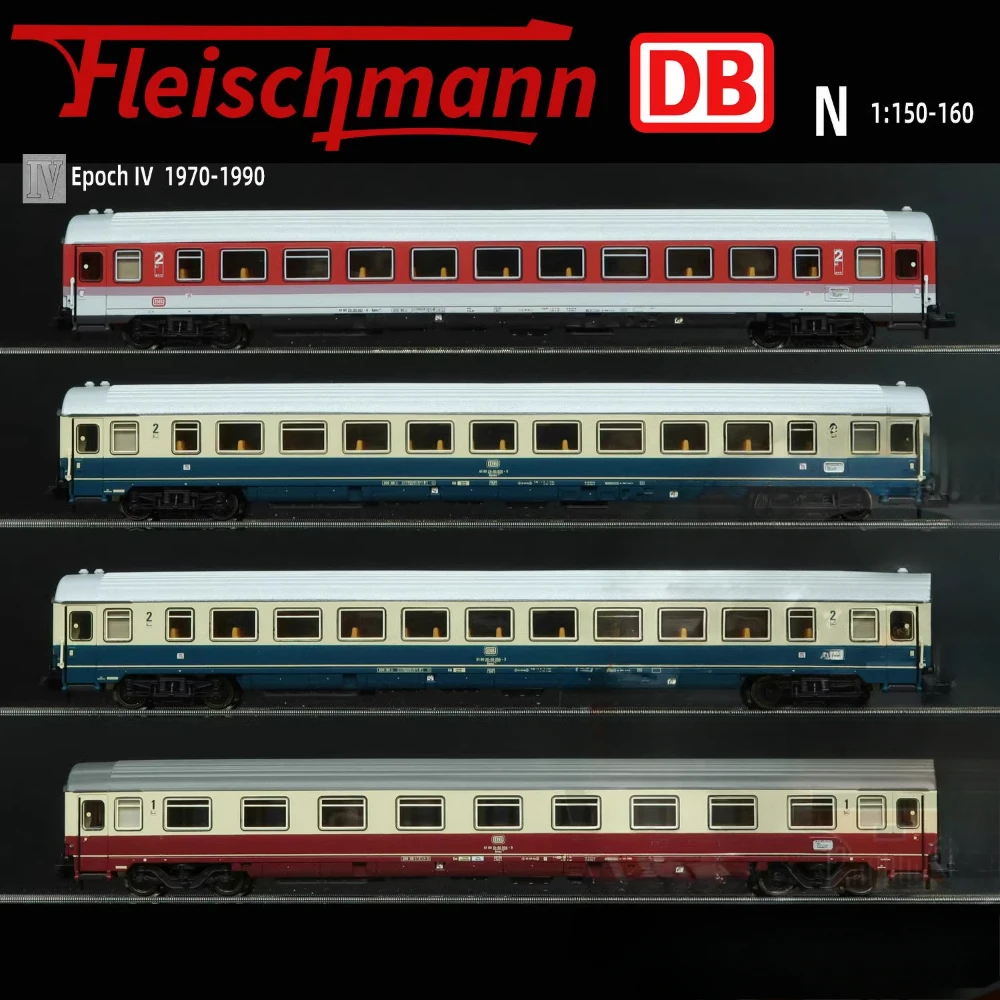 

FLEISCHMANN N Type 1/160 Train Model 881915 4 Passenger Carriages Hals Express DB Train Model Toy Gift