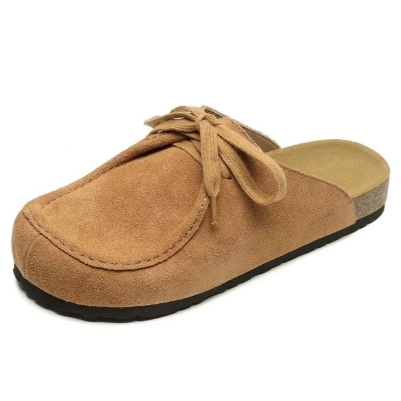 

Летние уличные женские тапочки в стиле ретро на толстой подошве, новинка 2025, брендовые модные пикантные женские сандалии на шнуровке, большой размер 36-43, женская обувь