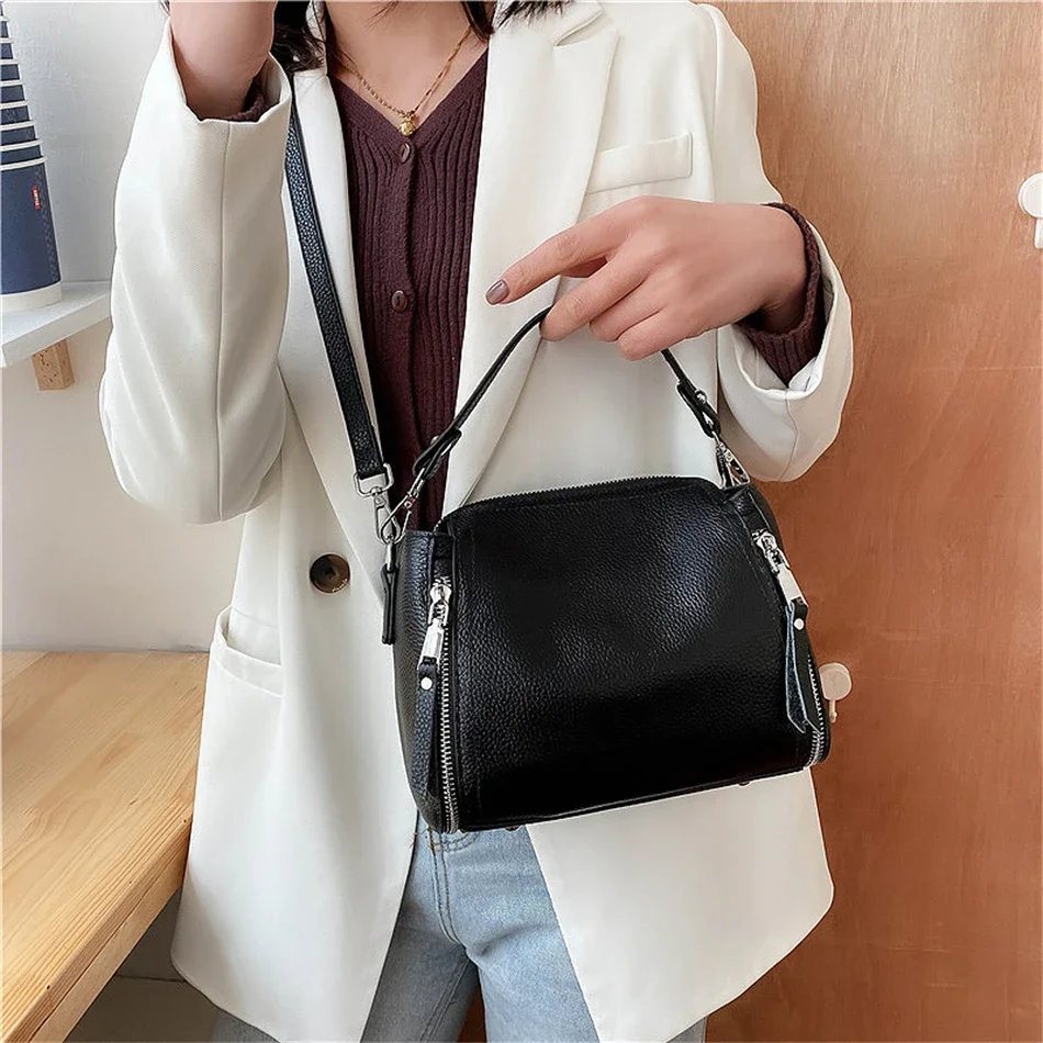 New Genuine Leather Handbags 2024 Fashion Solid Color Women Shoulder Crossbody Bags Designer Casual Messenger Handbag Sac A Main