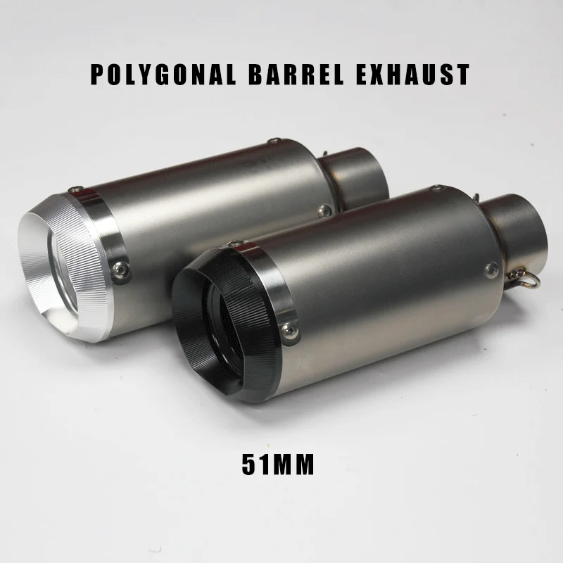 51MM Slip‑on Motorcycle Exhaust Pipe CNC Multi‑Sided Cut End Tip Universal Modified Tube Lightweight Deep Resonant Sound For Mos