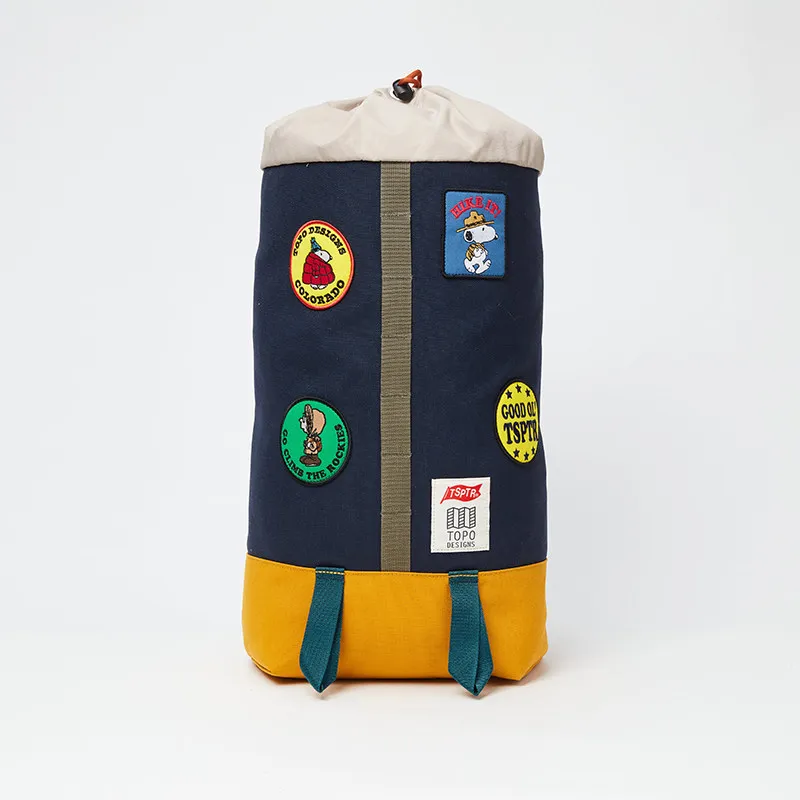 Kawaii Snoopy Patch Drawstring Bucket Backpack 20L Outdoor Hiking Travel Daypack Rucksack Casual Commute Shoulder Bag Gift