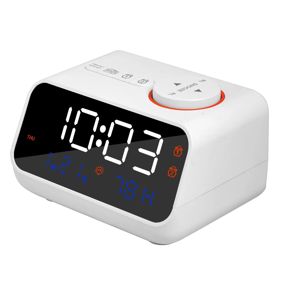 Multi-function rechargeable clock controlled FM radio alarm clock Students get up with silent bedside alarm