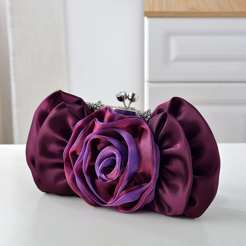 Design Flower Clutches Bag 2024 New Rose Flower Evening Shoulder Bag Wedding Purse