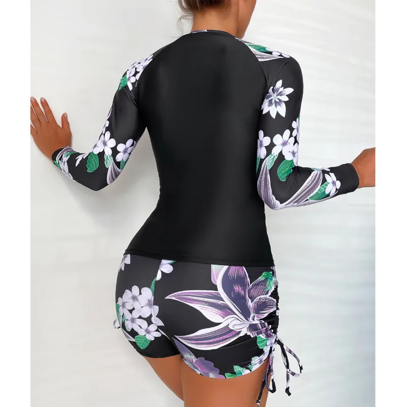 New Long Sleeves Swimwear Sports Surfing Female Swimsuits Tankini Set Beachwear Two-Piece Bathing Suits Pool Women Swimming Suit