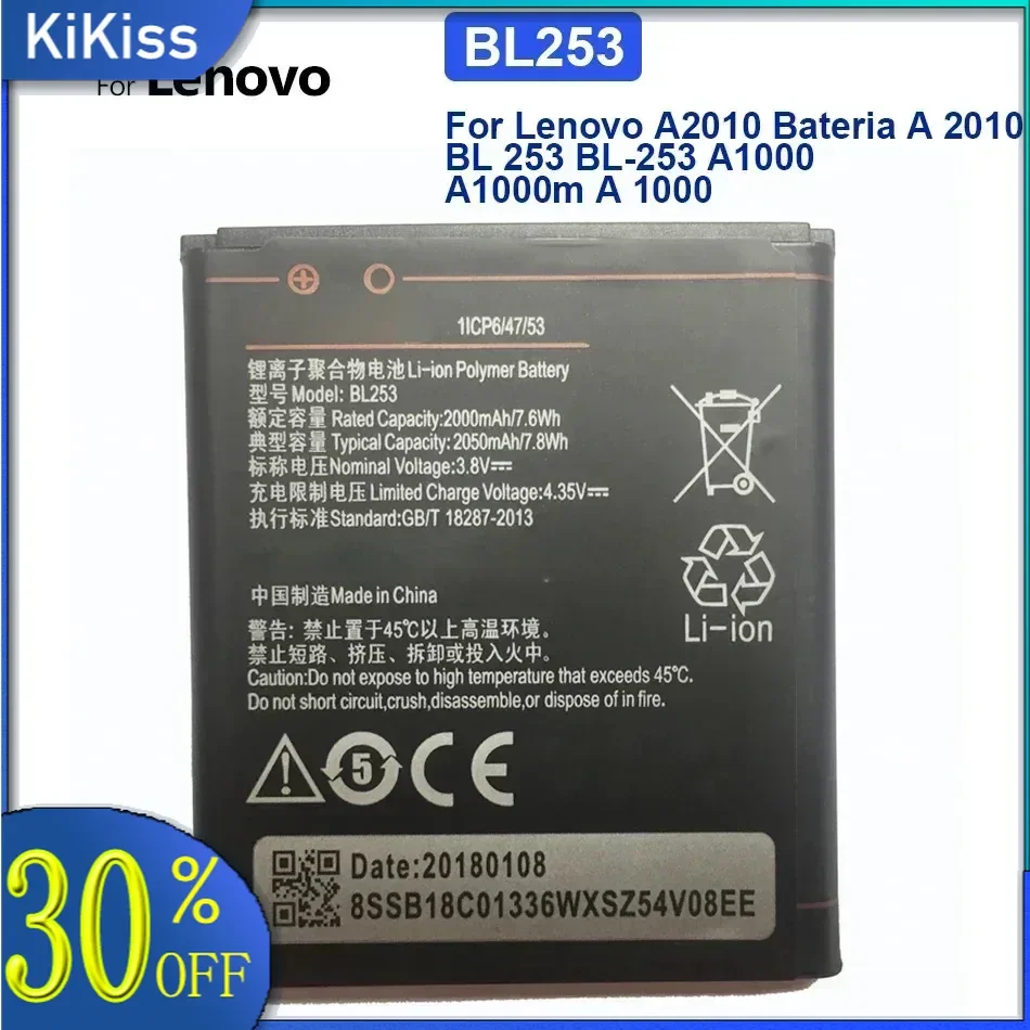 BL253 Battery For Lenovo, High Quality Battery, Tracking Number, 2050Mah, A1010a20, A2010, A1000, A1000m, A 1000 Aplus, BL 253