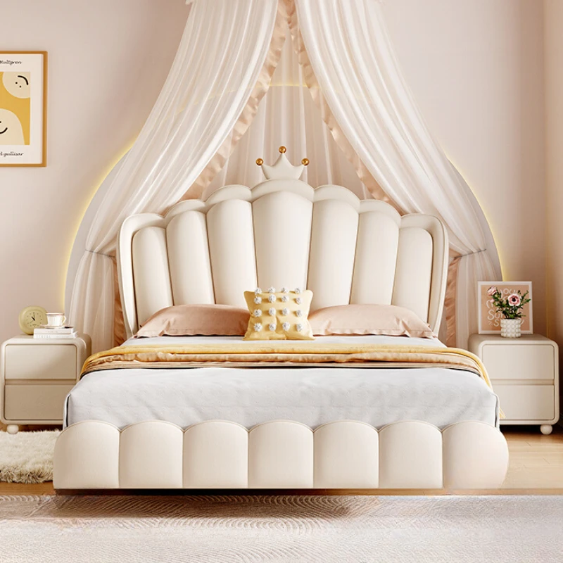 Cream wind style Double Bed Luxury King Size Nordic Hotel Luxury Children Bed Princess Modern Cama Matrimonial Bedroom Furniture