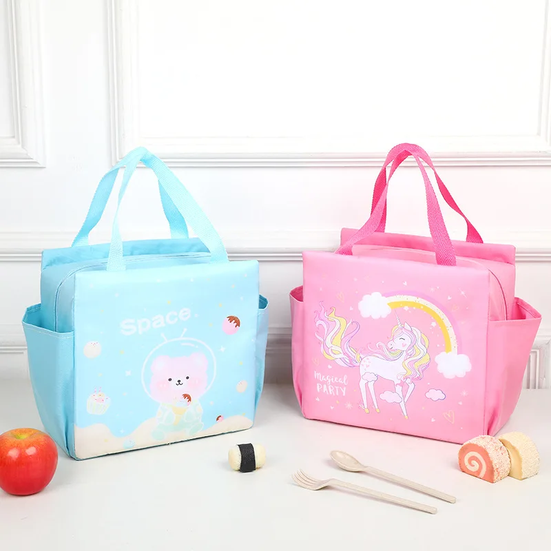 Oxford cloth cute pet student lunch bag Large capacity portable bento bag out aluminum foil thickened insulated lunch box bag