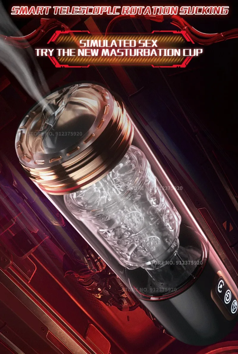 Telescopic Rotation Masturbator Cup Vagina Masturbation Blowjob Sucking Adults Sex Toys for Men Male Piston Automatic Mastubator - view 5