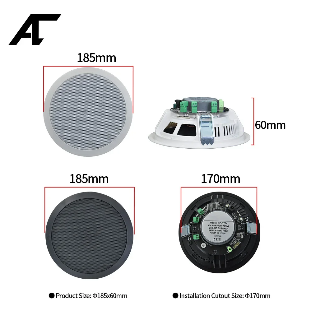 Altavoz de techo para el hogar, altavoz de pared de 6 pulgadas, 20W, compatible con Bluetooth 5,0, amplificador de sonido para baño, cocina, hogar,