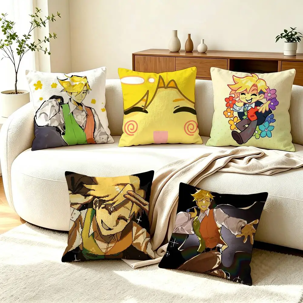 D-Deltarune Flowery G-Game  Square Double-Sided printed Pillow Case Bedroom Bedside Pillow Sofa Cushion Cover