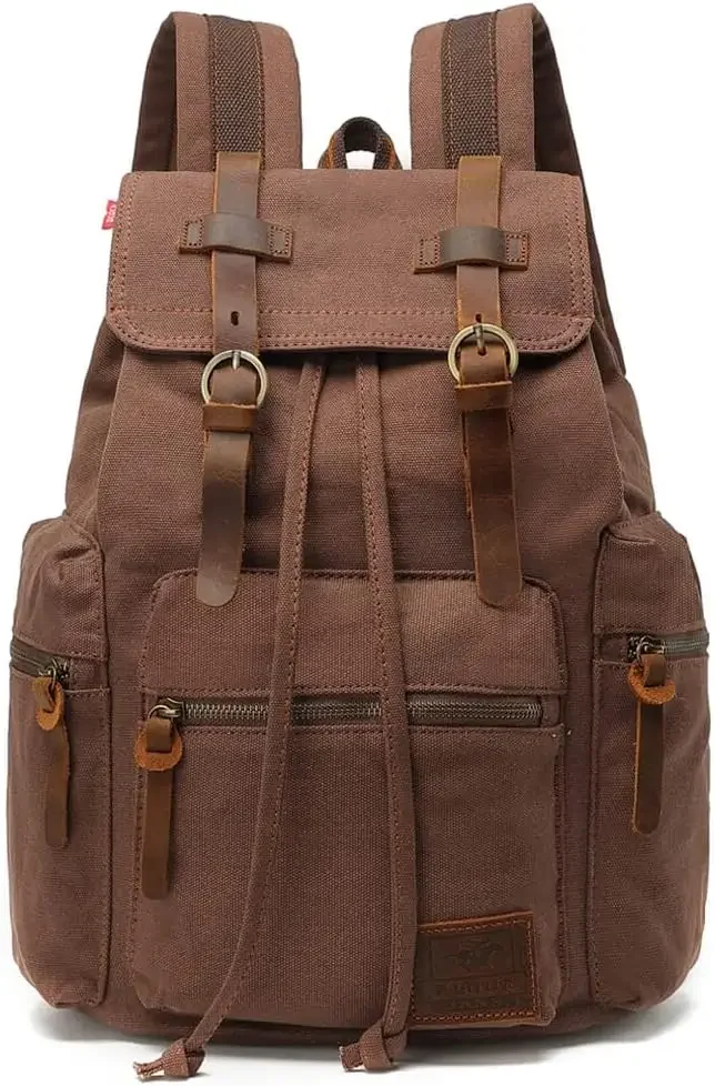 Холщовый рюкзак унисекс, винтажный повседневный рюкзак, 17-дюймовый рюкзак для ноутбука, школьный рюкзак, сумка для колледжа, походная сумка для кемпинга, дорожная сумка, кофейная