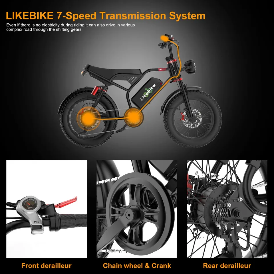 3000W Peak Motor Electric eBike Bicycle 20" Fat Tire E-Bike 48V 33Ah for Adults image 6