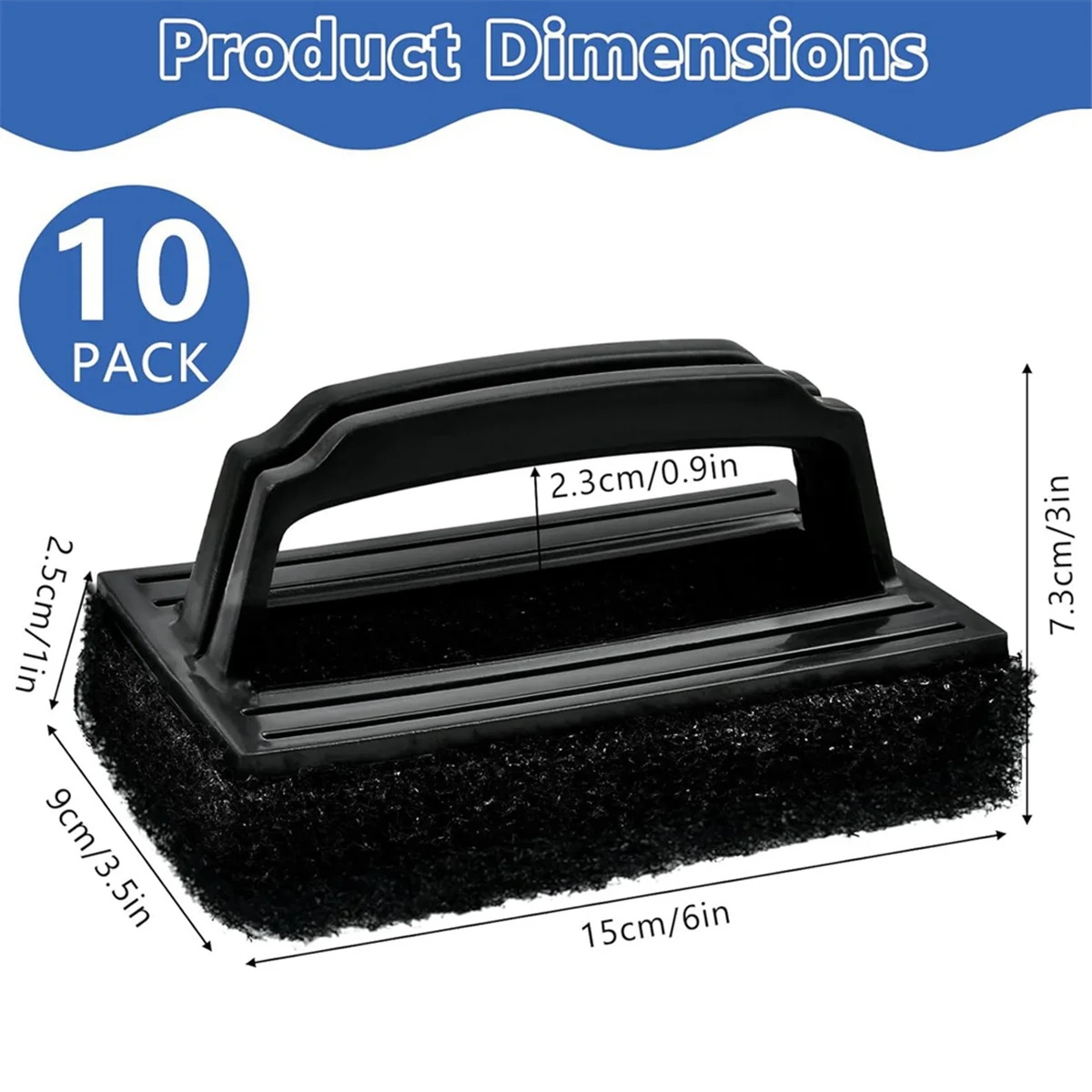 10 Pcs Screen Printing Scrub Pad,Screen Print Ink Scrub Cleaner Brush with Handle, Chemical Resistant Ink Remover