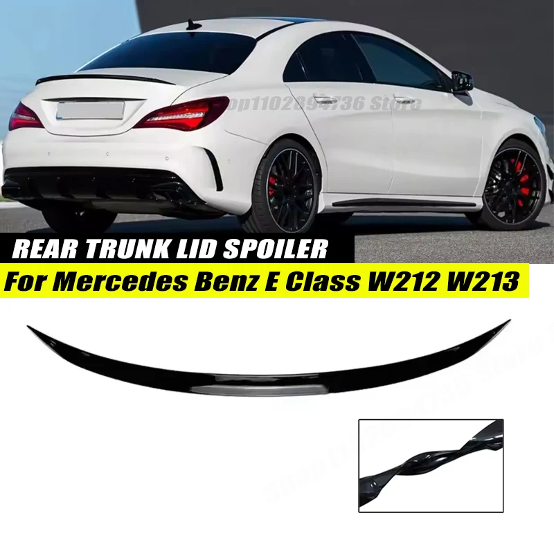 120CM Gloss Black Soft Rubber Rear Trunk Spoiler Lip Splitter 5D Carbon Look For Mercedes Benz E Class W212 W213 2009-2026