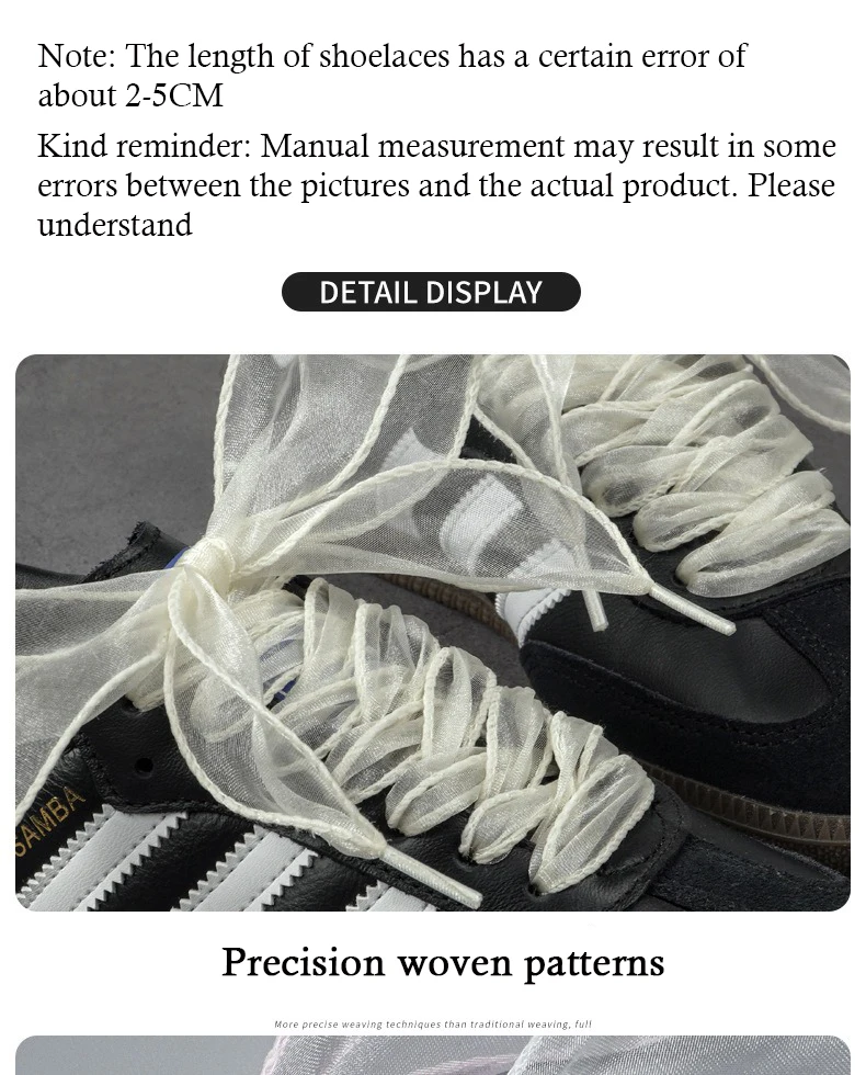 1 Paar flache, transparente Schuhbänder, 4 cm breit, modische Schuhbänder aus Schneegarn, elegante Schuhbänder für Damen und Mädchen. ﻿ Schuhzubehör – Detail 15