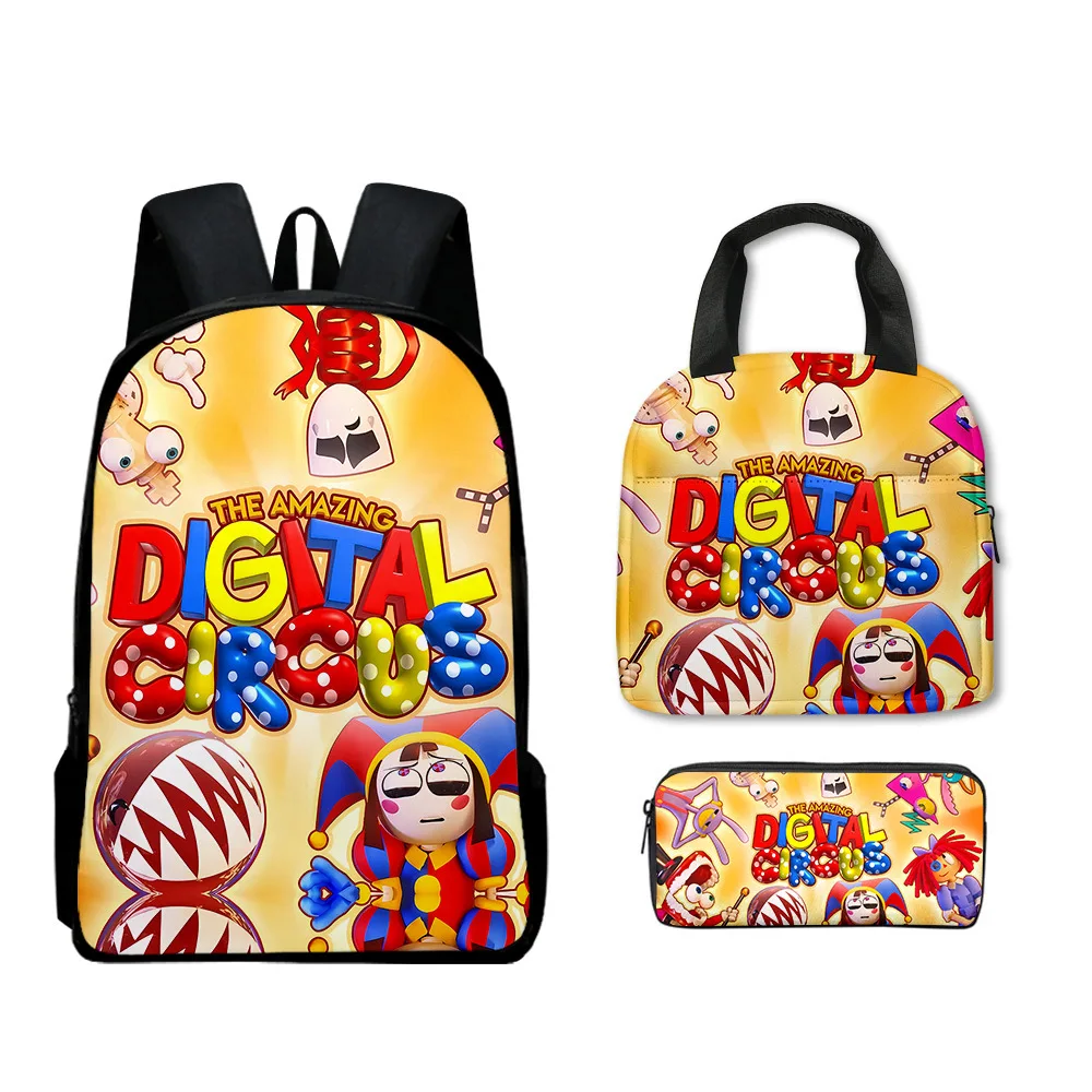 

Harajuku Trendy The Amazing Digital Circus 3D Print 3pcs/Set Student School Bags Laptop Daypack Backpack Lunch bag Pencil Case