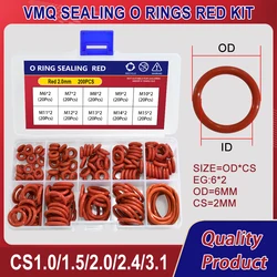 50-200Pcs Silicone O Ring Sealing Washer Red VMQ O-ring plumbing gaskets Oil Resistant High Temperature Oring Assortment Kit