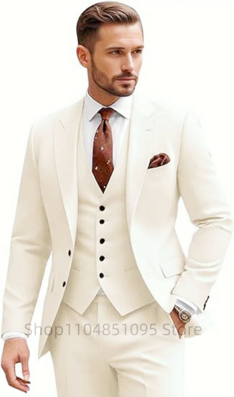 

Full Men's Suits Two-Buttons Peak Lapel Slim Fit Suit Blazer Business Activities Stage Costume Evening Party Graduation Party