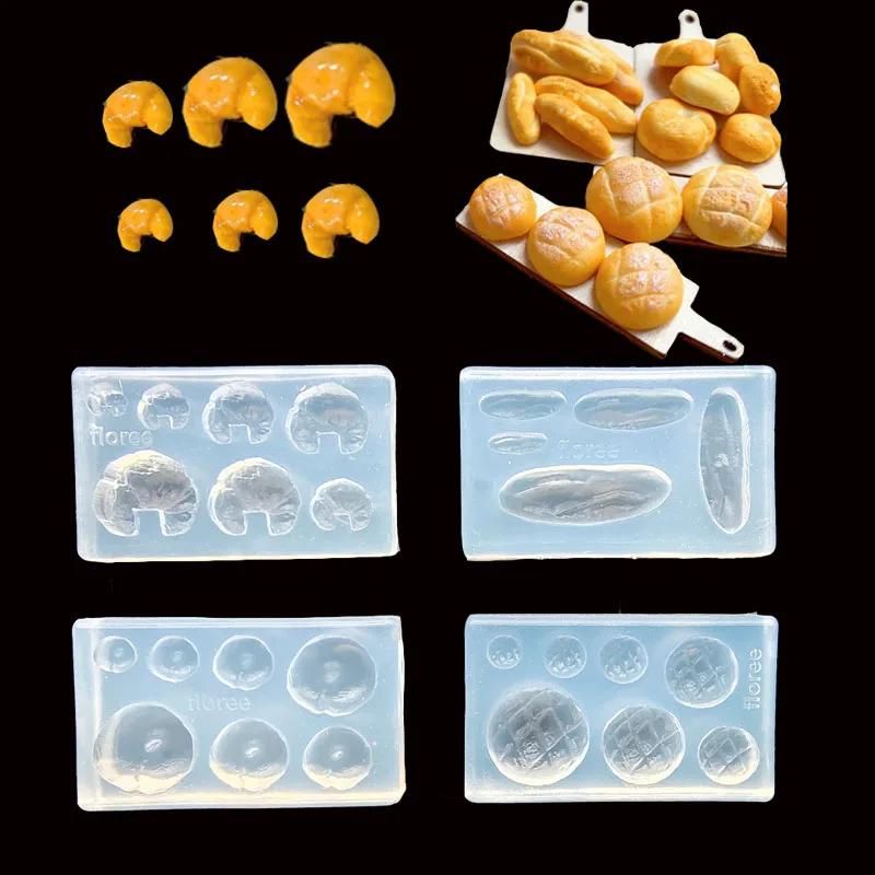 DIY Bread Bagle Croissant Donuts Cookies Miniature Food Shaped Nail Uv Clay Mould Epoxy Resin Mold