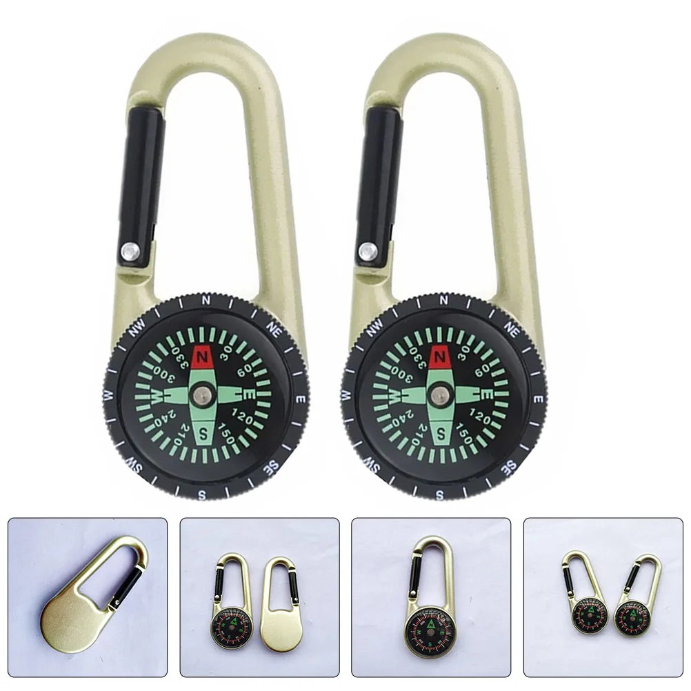

2Pcs Outdoor Compass Carabiner Mini Tactical Compass Keychain Pendant for Hiking Travel Fishing Belt Camping Accessories