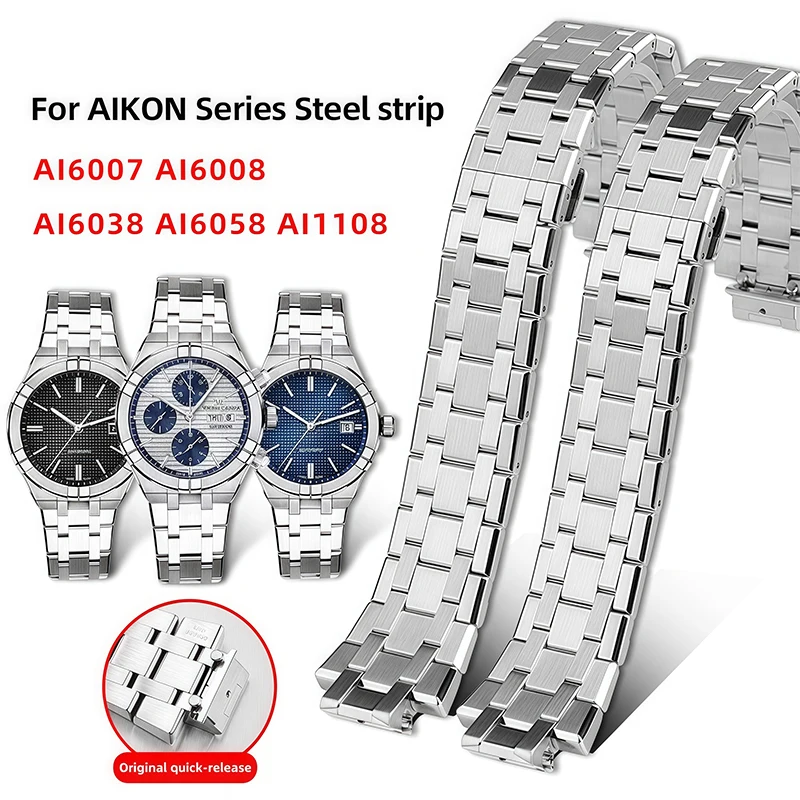 AI1108 watch band Quick release For Maurice Lacroix AIKON AI6038 AI6007 6008 AI6058 metal strap 316L stainless steel watch chain