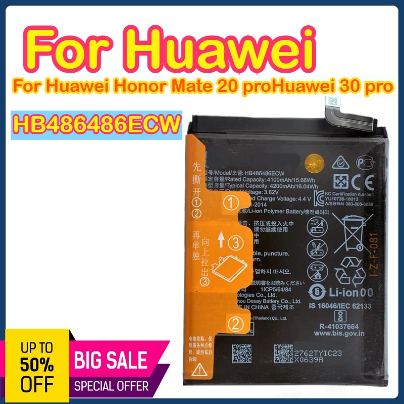 

HB486486ECW 4200 мАч аккумулятор для телефона Huawei P30 Pro/Mate20 Pro Сменные аккумуляторы.