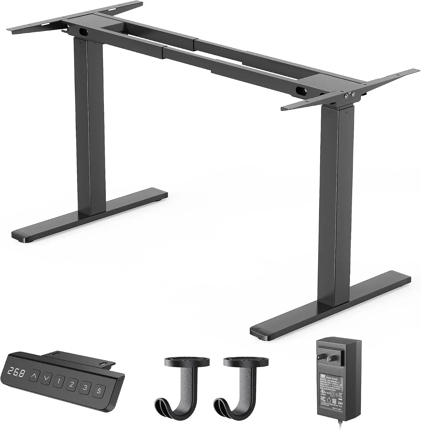 Dual-Motor Electric Standing Desk Frame, 39-63 in Adjustable, Frame Only | Fits 24-32 in deep desktops, 3 memory presets