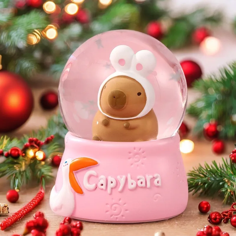 New Capybara Crystal Ball Ornament Cute Little Animal Luminous Decoration Mini Desktop Ornament For Christmas Children Gifts