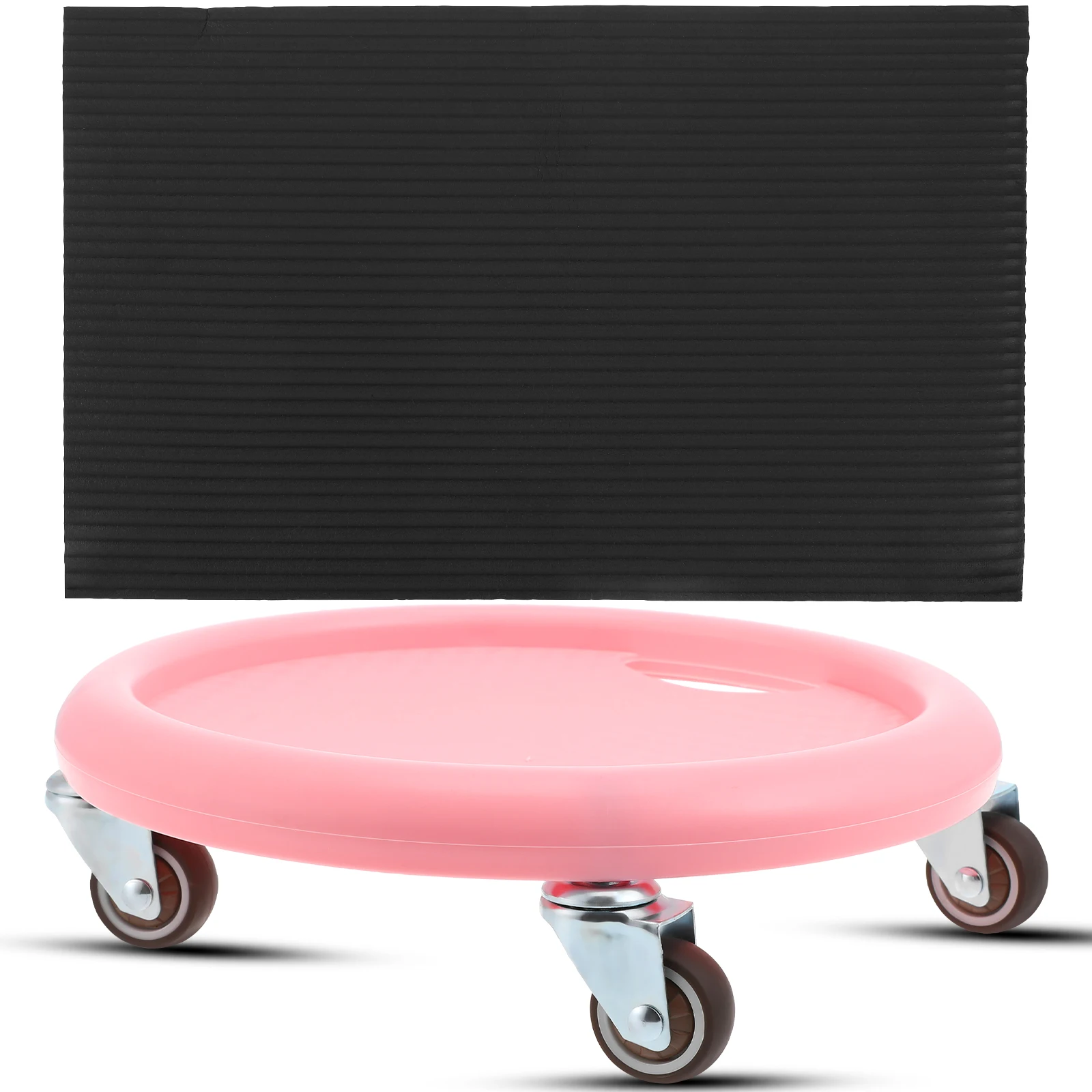 

Four Wheeled Ab Roller Wheel Comfort Mat High Load Gym Belly Plate Fitness Abs Workout Equipment Non Slip Quiet Multi for Women