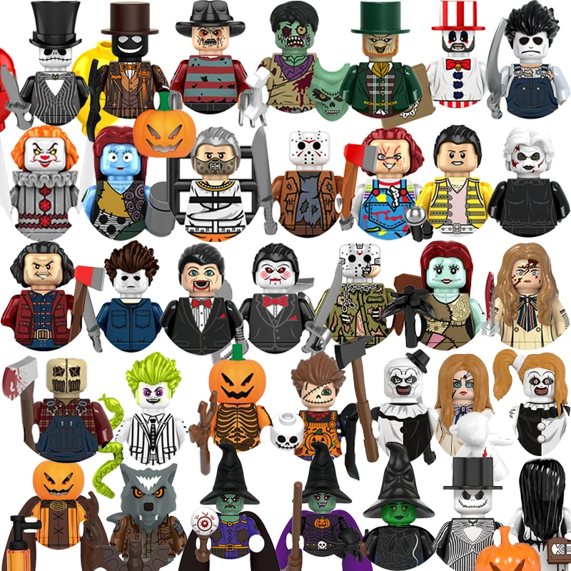 

New Halloween Wickde Bricks For Toys Leather Face Pumpkin Gifts Mini Action Figures Children Building Blocks For Party Gifts
