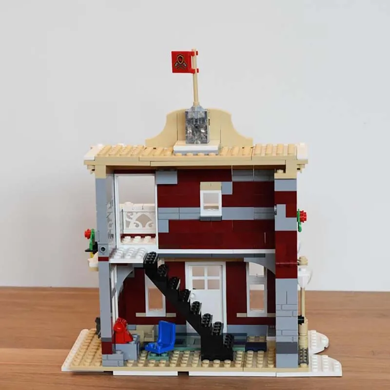 Moc Bouwstenen Winterdorp huizen en food trucks Model Technologie Modulaire Blokken Geschenken Kerst Speelgoed DIY Sets Montage