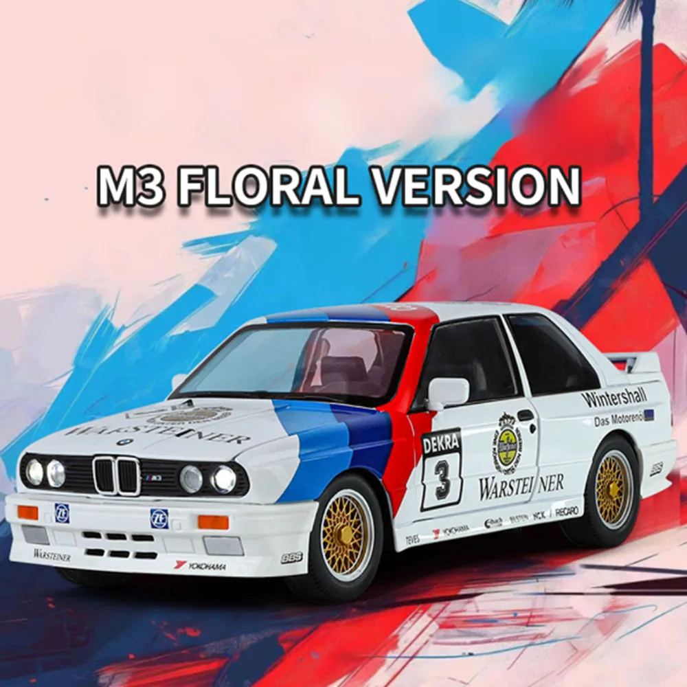 1:24 Scale BMW M3 Model Toys Cars Alloy Diecast with Light Sound Vehicle Wheel Pull Back Miniature Car Boys Children's Day Gifts